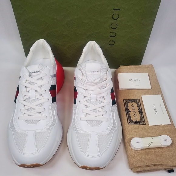 NEW GUCCI RHYTON EPILOGUE 'WHITE RED GREEN REFLECTIVE' MEN'S | GUCCI SIZE 12.5 - Picture 2 of 13